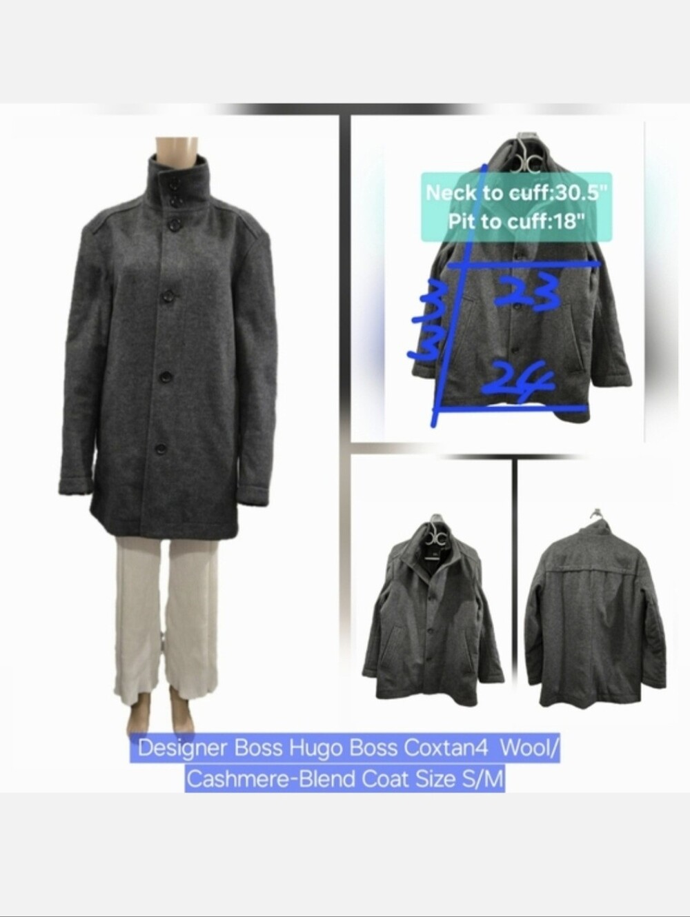Designer Boss Hugo Boss Coxtan4  Wool/Cashmere-Blend Coat Size S/M